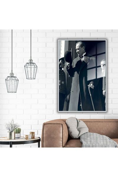 GAAGART Masa de birou din sticla securizata cu cadru metalic Mustafa Kemal Ataturk