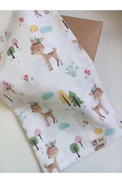 sbbaby Deer Patterned Muslin Baby Blanket Organic Multi-Purpose Muslin Baby Blanket