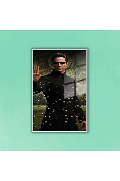 GAAGART Masă de sticlă cu cadru metalic Personaj clasic de film Matrix