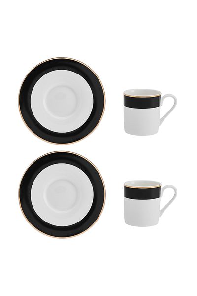 MIKASA Mkldbandesppk2 Luxe Deco Set of 2 100ml Espresso Cups and Saucers