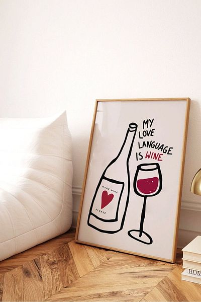 Taranist Χάρτινη αφίσα My Love Language Is Wine Μοντέρνα Διακόσμηση 30x42 εκ