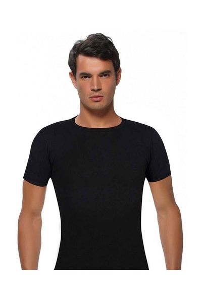 GÜMÜŞ 6 Pieces Black Color Crew Neck Short Sleeve Undershirt