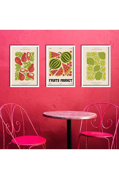 GAAGART Masă MDF din 3 piese din lemn laminat Fruit Market Watermelon Lime