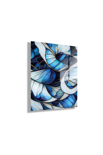 GAAGART Masă de sticlă Design abstract albastru sidefat