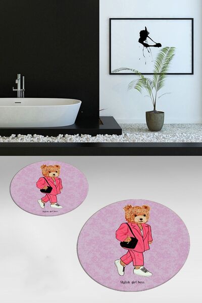 EY HOME Set de toaletă rotund, lavabil, anti-alunecare, cu model de ursuleț, ...