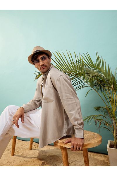 Mascln Sassafras By Styli قميص كبير الحجم من قماش التويل مع جيب جانبي
