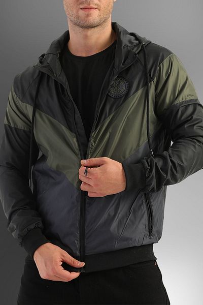 D1fference Men's Black- Khaki- Anthracite Three-Color Windproof Hooded Raincoat with Pocket