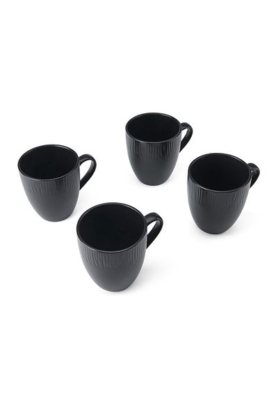 MIKASA Mkjdmmugpk4 Jardin Midnight - Set of 4 Black Ceramic Mug 420ml