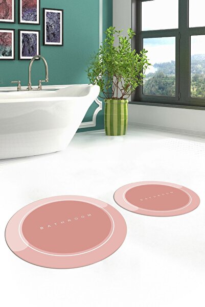 EY HOME Ψηφιακό σετ τουαλέτας με στρογγυλό χαλάκι μπάνιου με αντιολισθητική επιφάνεια που πλένεται με τύπωμα φορές