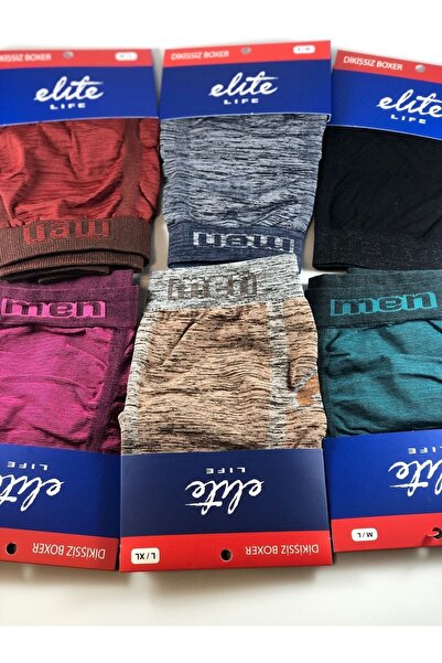 Elite Life Erkek Dikişsiz 6'lı Karışık Renkli Boxer 907