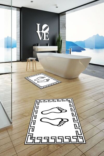 EY HOME cu imprimeu Set de toaletă dublu pentru covor de baie, lavabil, anti-...