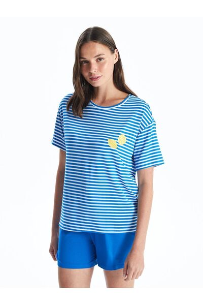 LC Waikiki LCW DREAM Crew Neck Striped Short Sleeve Women's Shorts Pajamas Set