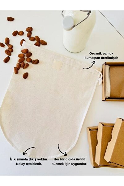 ALERSS 35*35 1 Adet Bitkisel Süt Yoğurt Süzme Kesesi Yıkanabilir Keten Kese Organik Süt bezi