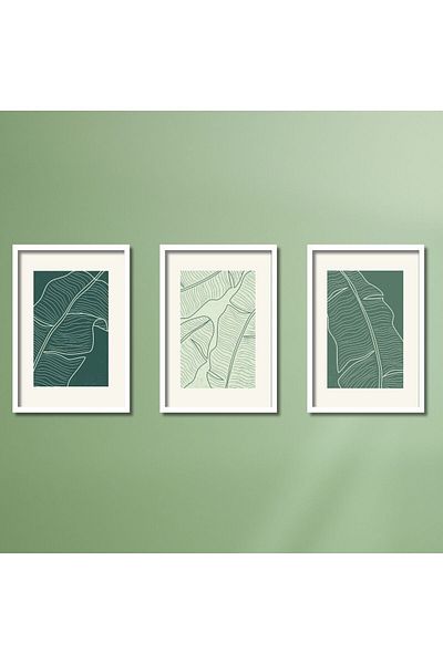 GAAGART Τριπλό Ξύλινο Πλαστικοποιημένο Πλαίσιο MDF Τραπέζι Linear Leaves Green