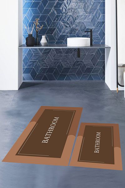 EY HOME Set de scaune de toaletă pentru baie, lavabil, imprimat, cu scris, KLOZET-2-BROWN,
