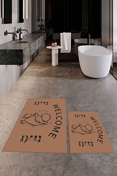 EY HOME Ψηφιακό με τύπωμα Μοντέρνο Σετ Τουαλέτας Μπάνιου με Αντιολισθητικό Χα...