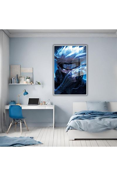 GAAGART Masa din sticla cu rama metalica Personaj Naruto Kakashi Hatake