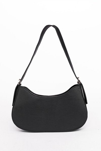 macharelbasic Women's Lined Black Oval Baguette Bag
