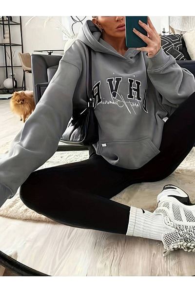 NOFLEN Φούτερ Unisex Bhvr με στάμπα Oversize Βαμβακερή κουκούλα