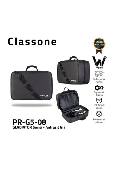 Classone PR-G5-08 Gladiatör G5 Serisi Oyun Konsolu Taşıma Çantası - Antrasit Gri