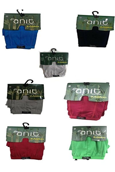Anıt Erkek Siyah Bambu Ince Lastik Lux Düz Renk Karışık Boxer 4'lü
