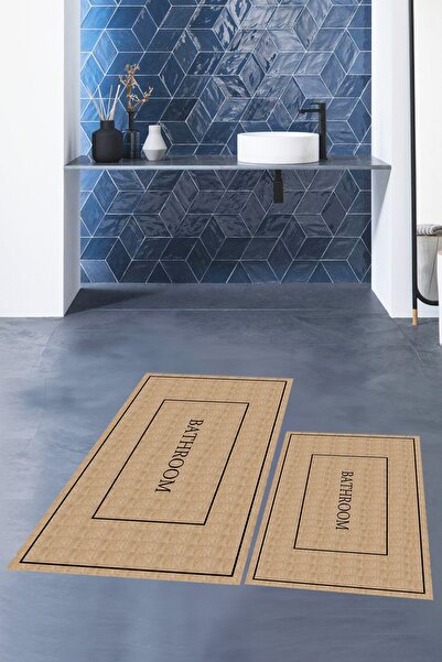EY HOME Digital Printed Washable Non-Slip Plain Bathroom Mat Toilet Set
