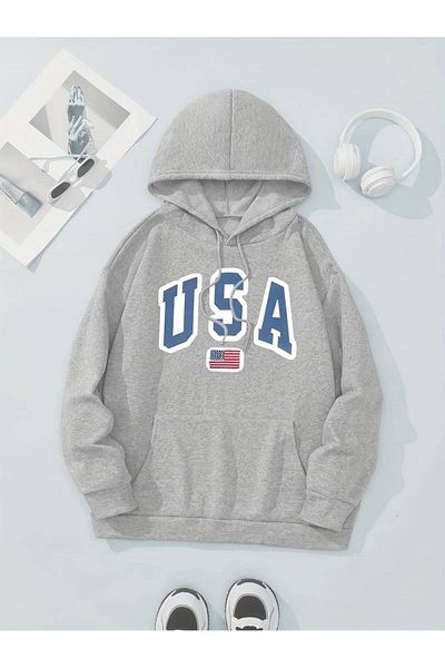 NOFLEN Φούτερ με κουκούλα Unisex USA με στάμπα oversize