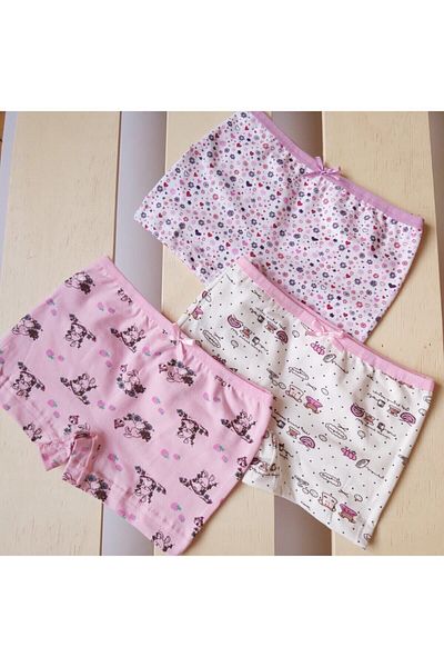Ceylanoğlu Girl's 6-Piece Patterned Boxer