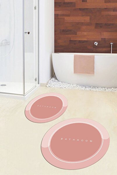 EY HOME Ψηφιακό σετ τουαλέτας με στρογγυλό χαλάκι μπάνιου με αντιολισθητική επιφάνεια που πλένεται με τύπωμα φορές