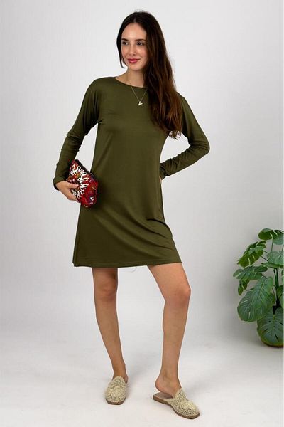 Betimoda Women's Long Sleeve Crew Neck Combed Cotton Tunic Underwear