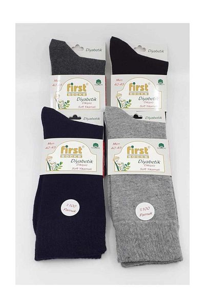 First Men's Candy Socks Diabetic Seamless Cotton Plain (12 Pieces) Assorti Std