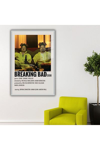 GAAGART Tablou din sticlă temperată cu cadru metalic Poster Breaking Bad 2008