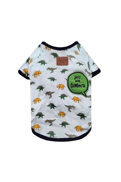 Alphadog Dino Printed Small Breed Dog T-shirt