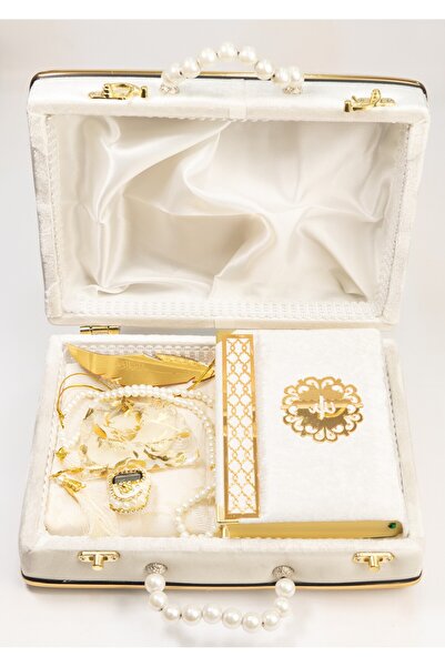 TABASAFE İNCİLİ ÇANTA KADİFELİ KURAN-I KERİM SETİ