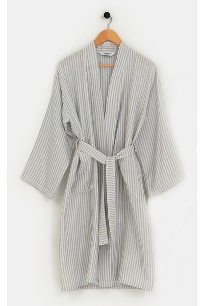 Minteks Campanula Moods Striped Muslin Hooded Dressing Gown