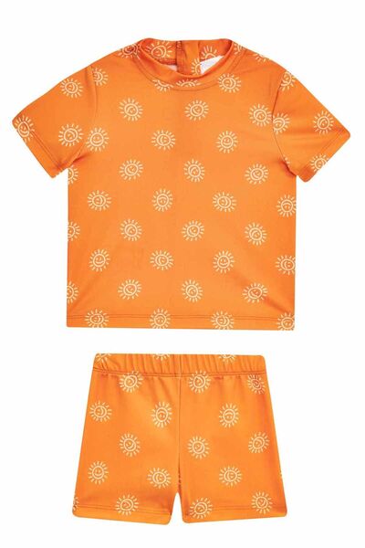 REMSA Orange Kids Baby Swimsuit - UV Protection, Short Sleeve Shorts, for Sea and Pool Orya 5537