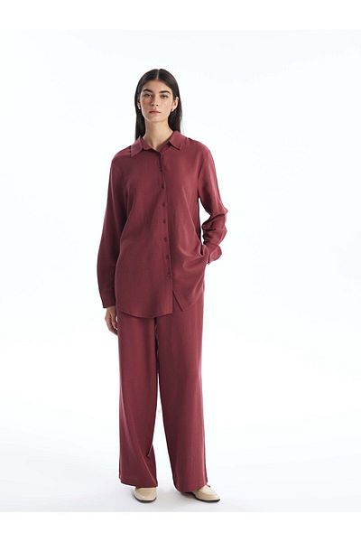 LC Waikiki Linen Blended Women's Straight Trousers with Elastic Waist