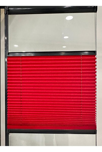 YAZAR HOME Kırmızı Katlanır Cam Balkon Plise Perdesi (VİDALI-KANCALI)
