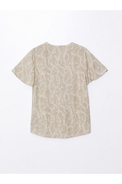 LC Waikiki Γυναικεία μπλούζα LCW V-Neck Print - Κοντό μανίκι