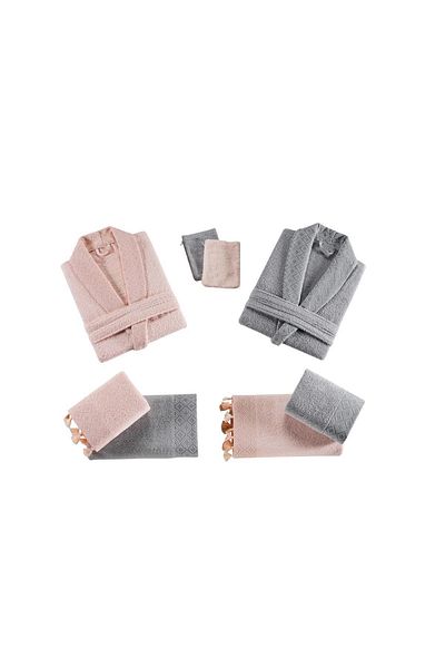 Zeynep Tekstil Sapphire 8 Piece Family Bathrobe Set - Boxed