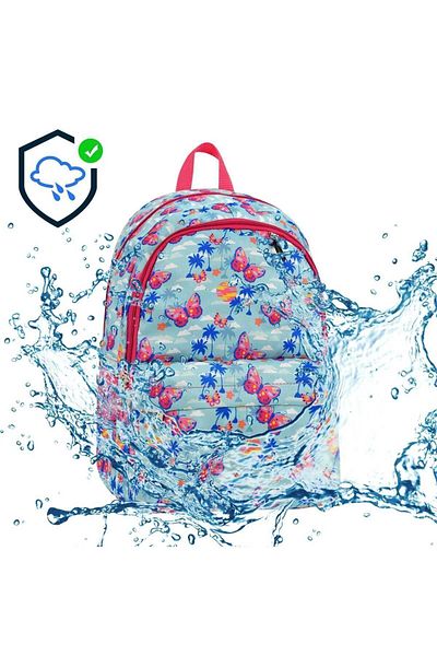 kabkabi Primary-Middle School Sports Pen Holder and Backpack and Lunchbox - Butterfly Patterned Set