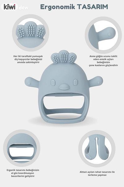 Kiwi Silicone Teether Set for Baby - Toy Glove with Pacifier Tip