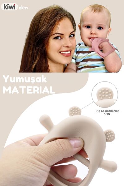 Kiwi Silikon Bebek Diş Kaşıyıcı Seti- Diş Kaşıma Eldiveni Emzik Uçlu Oyuncak Diş Kaşıyıcı