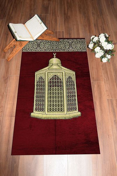 EY HOME Digital Printed Washable Gift Stylish Prayer Rug Prayer Rug 70x130, Prayer Rug-41-red,