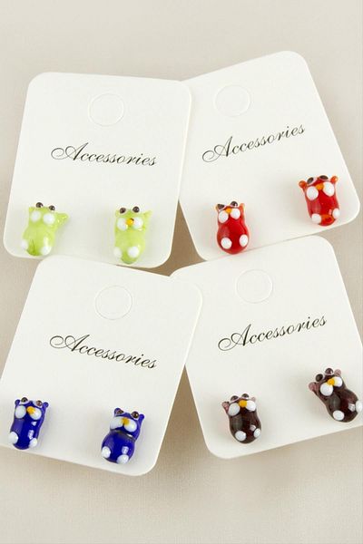 Bijuteri Net Cat Glass Earrings