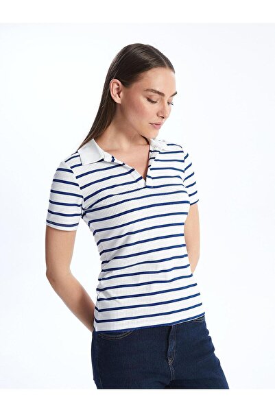 LC Waikiki LCWAIKIKI - Klasické proužkované dámské tričko s pololímečkem