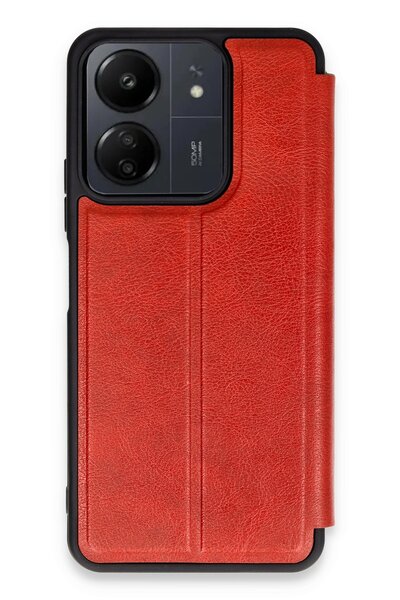 Hatreds Xiaomi Redmi 13C Uyumlu İnce Yapılı Kapaklı A++ Kalite Kılıf - Kırmızı