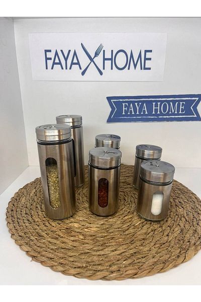 FAYA HOME 6 Pieces 3 Stage Stainless Steel Spice Rack Salt Shaker Set