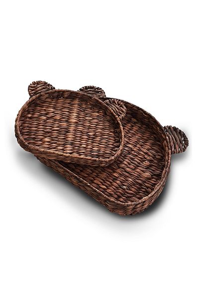 EVİMTATLIEVİM Wicker Basket Organizer with Cat Figure Set of Two