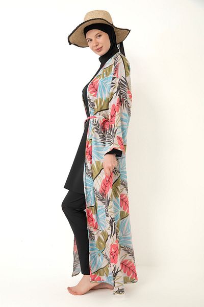 medipek Hijab Badeanzug - Gemusterter Pareo Kimono Kaftan